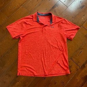 Mens Orange Under Armour Dri-Fit Heatgear Polo - XXL